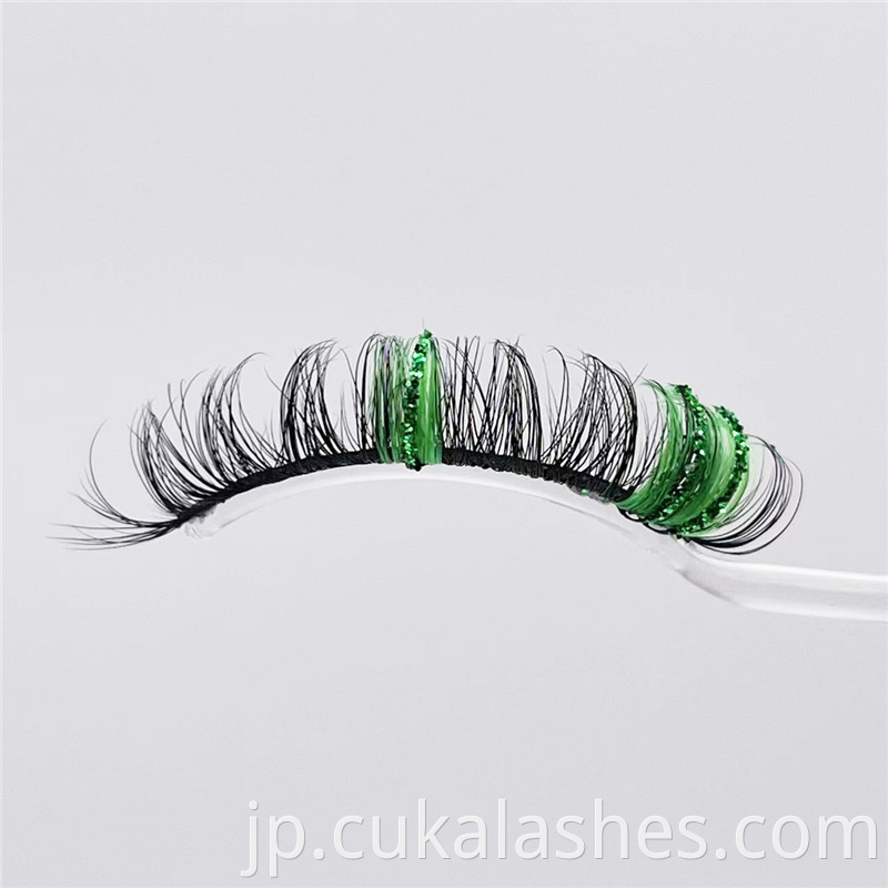 Green Glitter Russian Eyelashes